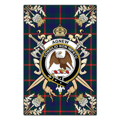 Clan Agnew Modern Tartan Crest Black Garden Flag - Gold Thistle KC95 Clan Agnew Tartan Today
