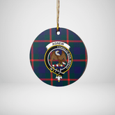 Clan Agnew Modern Tartan Crest Round Ceramic Ornament MO35 Agnew Modern Tartan Tartan Christmas