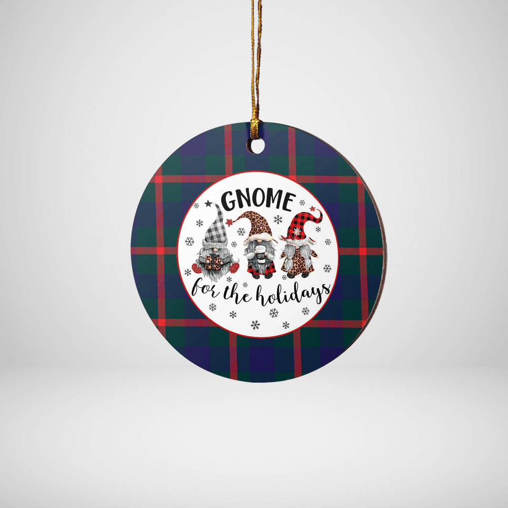 Clan Agnew Modern Tartan Gnome Round Ceramic Ornament GM60 Agnew Modern Tartan Tartan Christmas