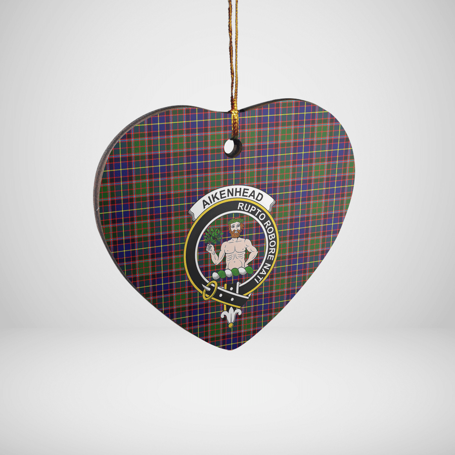 Clan Aikenhead Tartan Crest Heart Ceramic Ornament BV63 Aikenhead Tartan Tartan Christmas