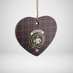 Clan Aikenhead Tartan Crest Heart Ceramic Ornament BV63 Aikenhead Tartan Tartan Christmas