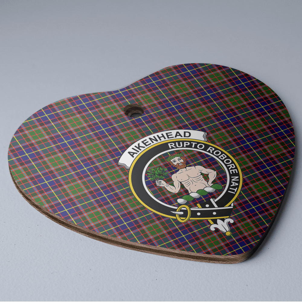 Clan Aikenhead Tartan Crest Heart Ceramic Ornament BV63 Aikenhead Tartan Tartan Christmas