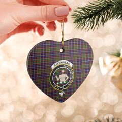 Clan Aikenhead Tartan Crest Heart Ceramic Ornament BV63 Aikenhead Tartan Tartan Christmas