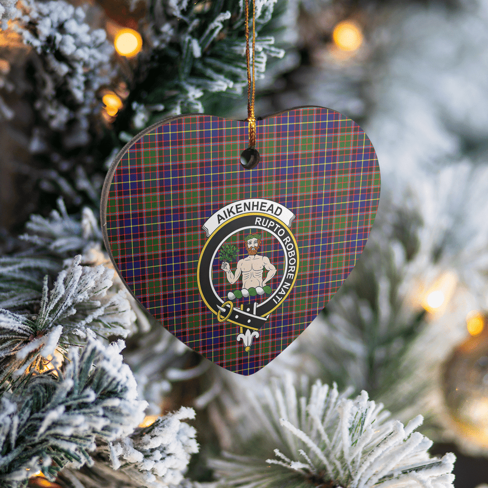 Clan Aikenhead Tartan Crest Heart Ceramic Ornament BV63 Aikenhead Tartan Tartan Christmas
