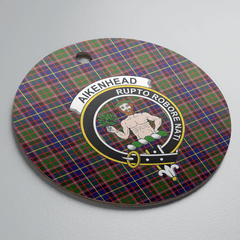 Clan Aikenhead Tartan Crest Round Ceramic Ornament AG27 Aikenhead Tartan Tartan Christmas