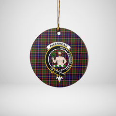 Clan Aikenhead Tartan Crest Round Ceramic Ornament AG27 Aikenhead Tartan Tartan Christmas