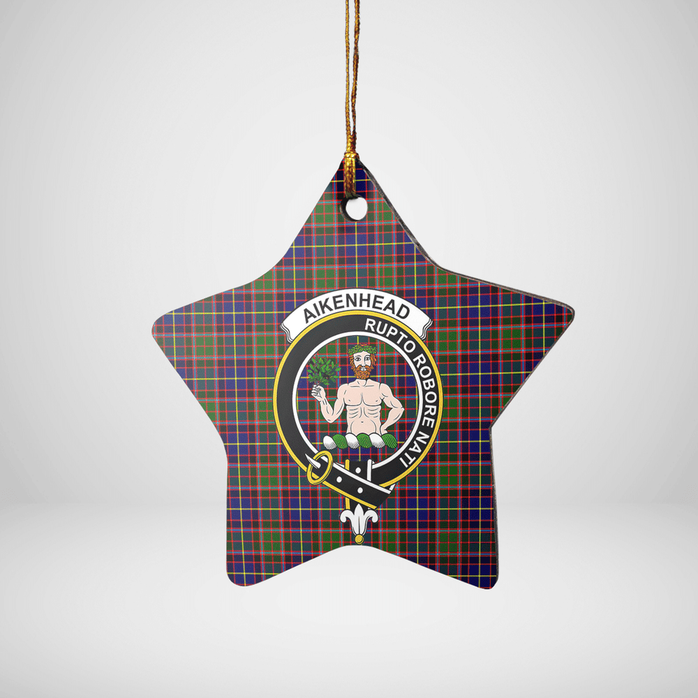 Clan Aikenhead Tartan Crest Star Ceramic Ornament OF72 Aikenhead Tartan Tartan Christmas
