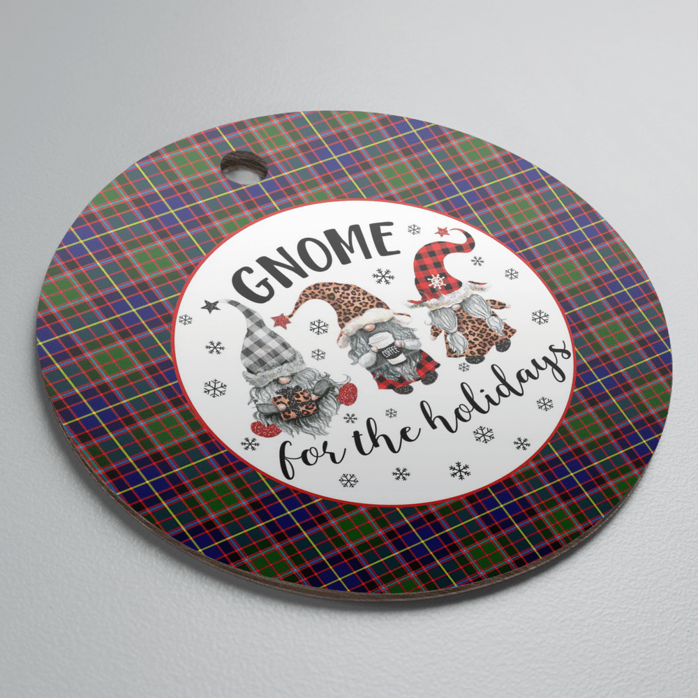 Clan Aikenhead Tartan Gnome Round Ceramic Ornament QY85 Aikenhead Tartan Tartan Christmas
