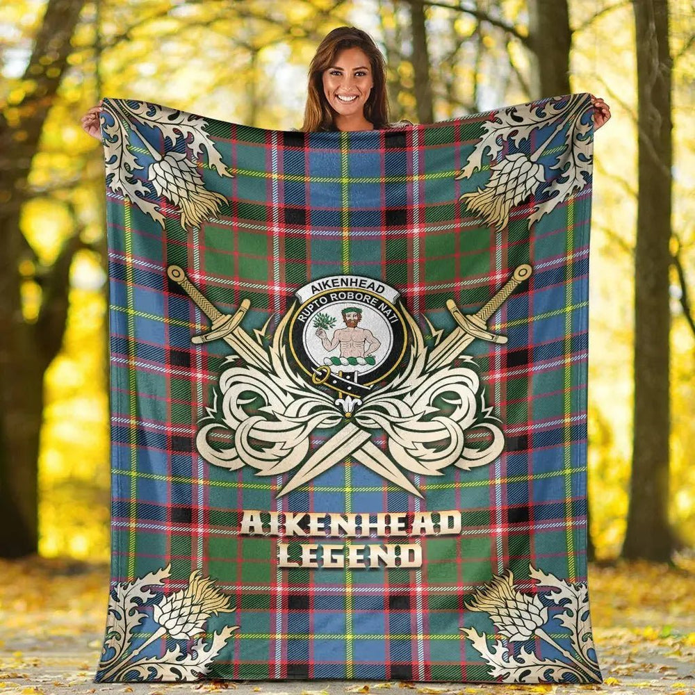 Clan Aikenhead Tartan Gold Courage Symbol Blanket AD21 Clan Aikenhead Tartan Today