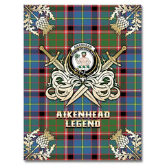 Clan Aikenhead Tartan Gold Courage Symbol Blanket AD21 Clan Aikenhead Tartan Today