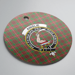 Clan Ainslie 2 Tartan Crest Round Ceramic Ornament KV15 Ainslie 2 Tartan Tartan Christmas