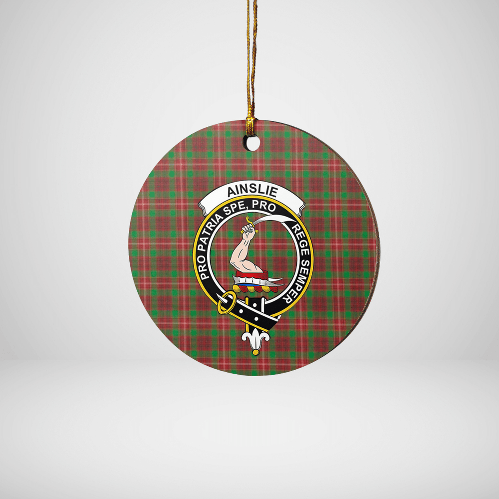 Clan Ainslie 2 Tartan Crest Round Ceramic Ornament KV15 Ainslie 2 Tartan Tartan Christmas