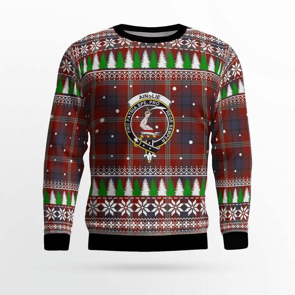 Clan Ainslie Crest Tartan Christmas Ugly Sweater ZW21 Ainslie Crest Tartan Tartan Ugly Sweater