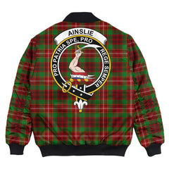 Clan Ainslie Tartan Crest Bomber Jacket RS22 Ainslie Tartan Tartan Bomber Jacket
