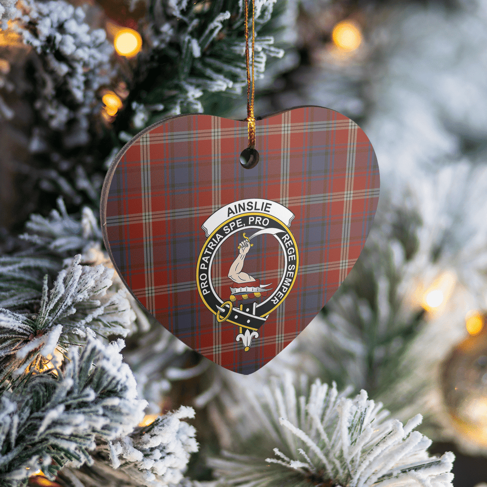 Clan Ainslie Tartan Crest Heart Ceramic Ornament ZU82 Ainslie Tartan Tartan Christmas