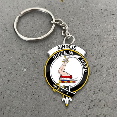 Clan Ainslie Tartan Crest Keychain