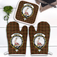 Clan Ainslie Tartan Crest Oven Mitt And Pot Holder (2 Oven Mitts + 1 Pot Holder) WE36 Clan Ainslie Tartan Today