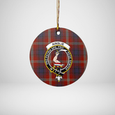 Clan Ainslie Tartan Crest Round Ceramic Ornament NQ18 Ainslie Tartan Tartan Christmas
