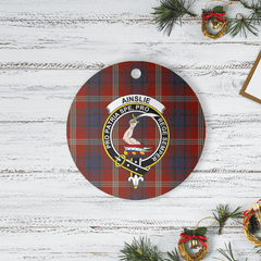Clan Ainslie Tartan Crest Round Ceramic Ornament NQ18 Ainslie Tartan Tartan Christmas
