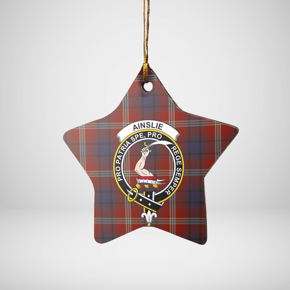 Clan Ainslie Tartan Crest Star Ceramic Ornament DL48 Ainslie Tartan Tartan Christmas