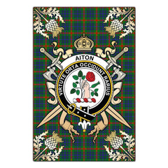 Clan Aiton Tartan Crest Black Garden Flag - Gold Thistle VL13 Clan Aiton Tartan Today