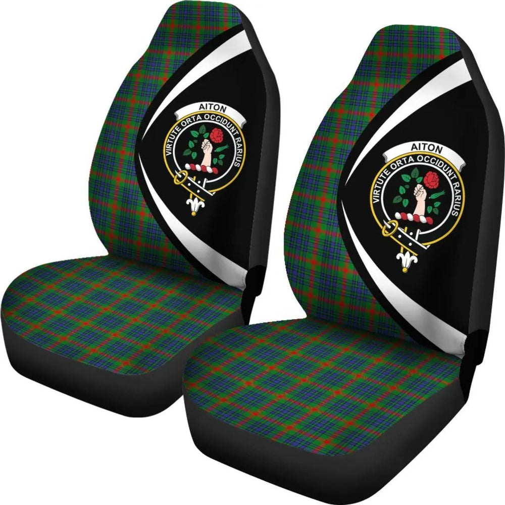 Clan Aiton Tartan Crest Circle Style Car Seat Cover IK24 Clan Aiton Tartan Today