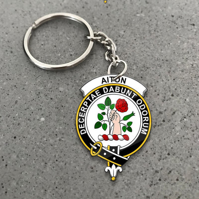 Clan Aiton Tartan Crest Keychain