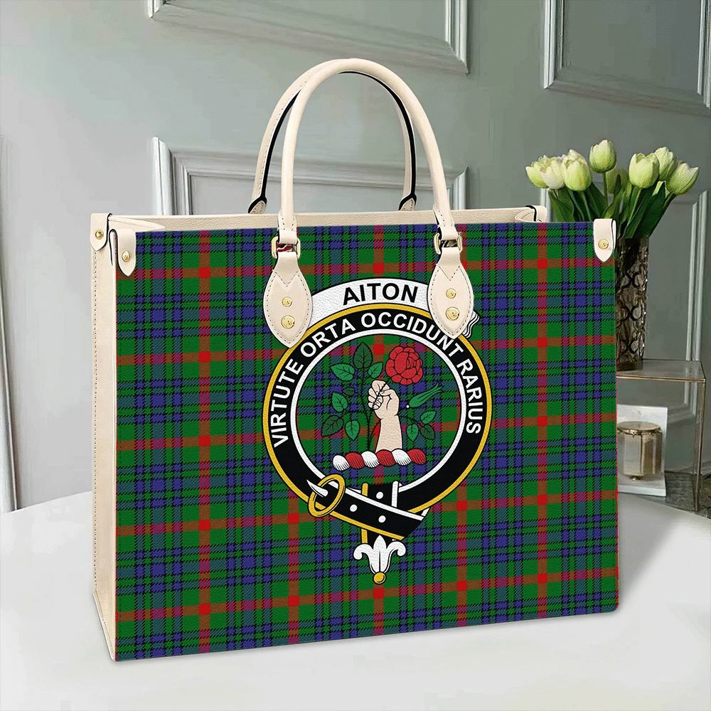 Clan Aiton Tartan Crest Leather Bag MF10 Clan Aiton Tartan Today