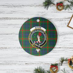 Clan Aiton Tartan Crest Round Ceramic Ornament MY36 Aiton Tartan Tartan Christmas
