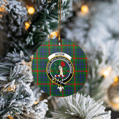 Clan Aiton Tartan Crest Round Ceramic Ornament MY36 Aiton Tartan Tartan Christmas