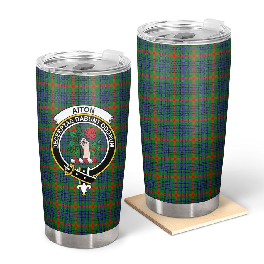 Clan Aiton Tartan Crest Tumbler