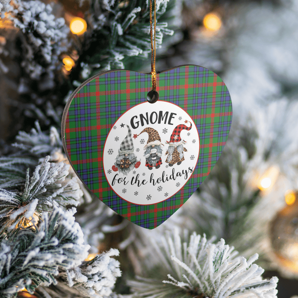 Clan Aiton Tartan Gnome Heart Ceramic Ornament YS56 Aiton Tartan Gnome Tartan Christmas