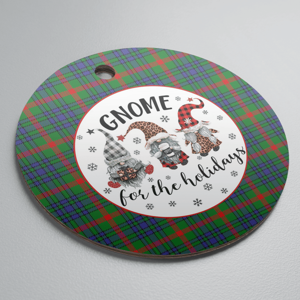 Clan Aiton Tartan Gnome Round Ceramic Ornament BQ30 Aiton Tartan Tartan Christmas