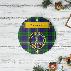 Clan Alexander Tartan Crest Round Ceramic Ornament EL57 Alexander Tartan Tartan Christmas