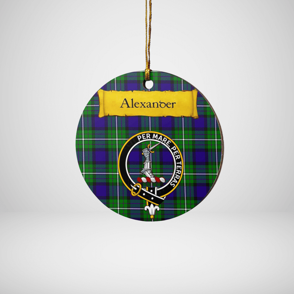 Clan Alexander Tartan Crest Round Ceramic Ornament EL57 Alexander Tartan Tartan Christmas
