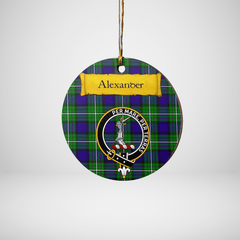 Clan Alexander Tartan Crest Round Ceramic Ornament EL57 Alexander Tartan Tartan Christmas