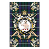 Clan Allardice Tartan Crest Black Garden Flag - Gold Thistle DS98 Clan Allardice Tartan Today