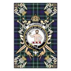 Clan Allardice Tartan Crest Black Garden Flag - Gold Thistle DS98 Clan Allardice Tartan Today