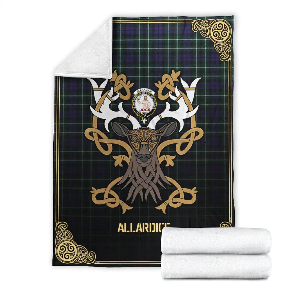 Clan Allardice Tartan Crest Premium Blanket Celtic Stag Style NC25 Clan Allardice Tartan Today
