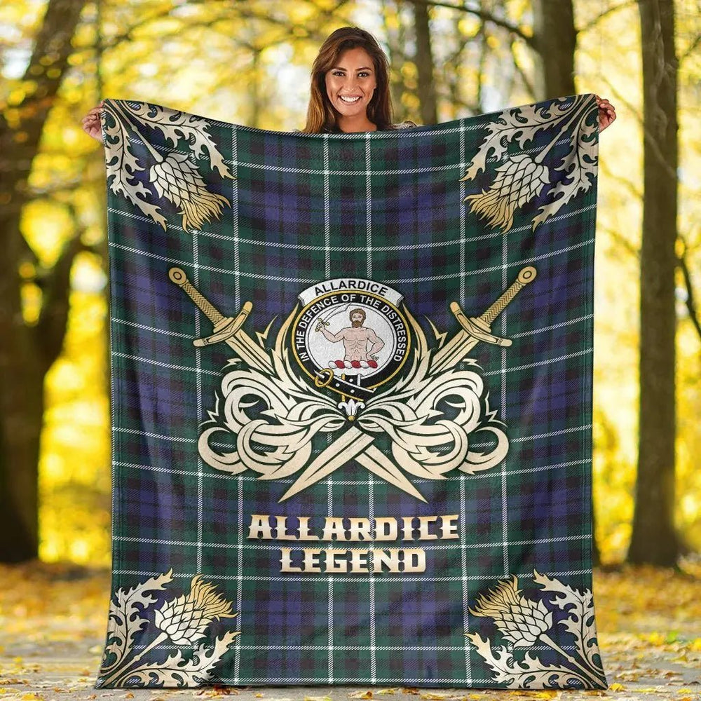 Clan Allardice Tartan Gold Courage Symbol Blanket QM89 Clan Allardice Tartan Today