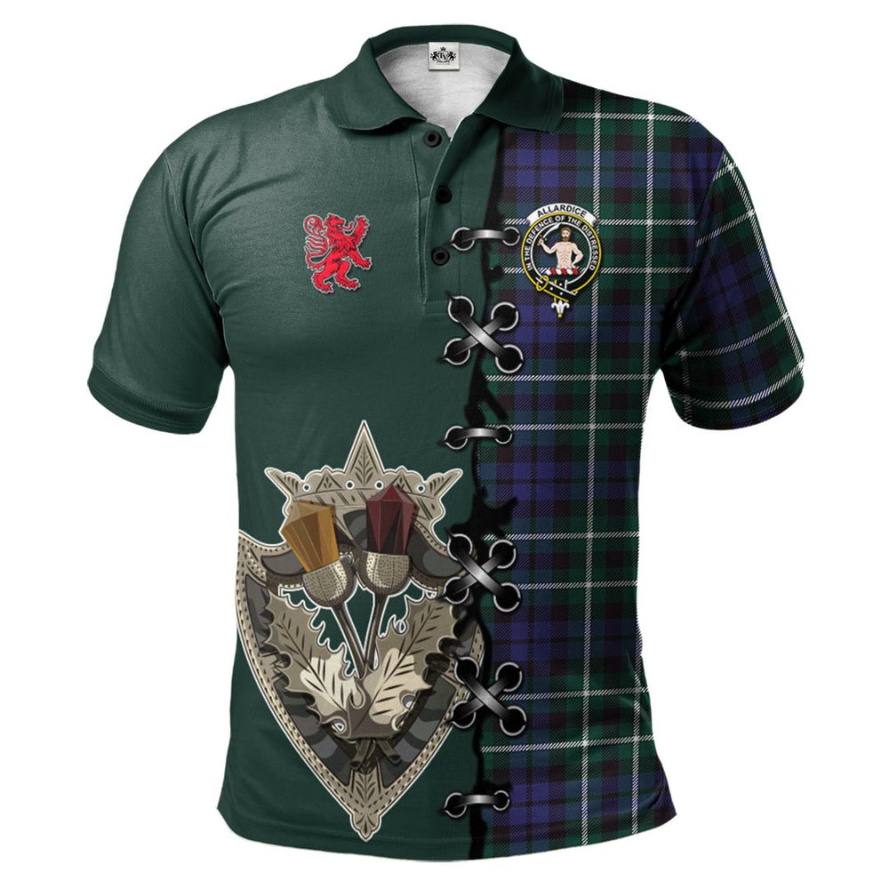 Clan Allardice Tartan Polo Shirt - Lion Rampant And Celtic Thistle Style EJ21 Allardice Tartan Tartan Polo