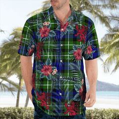 Clan Allardice Tartan Scottish Lion Hawaiian Shirt PN55 Allardice Tartan Tartan Hawaii Shirt
