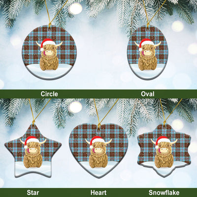 Clan Anderson Ancient Tartan Christmas Ceramic Ornament Highland Cows Style DS97