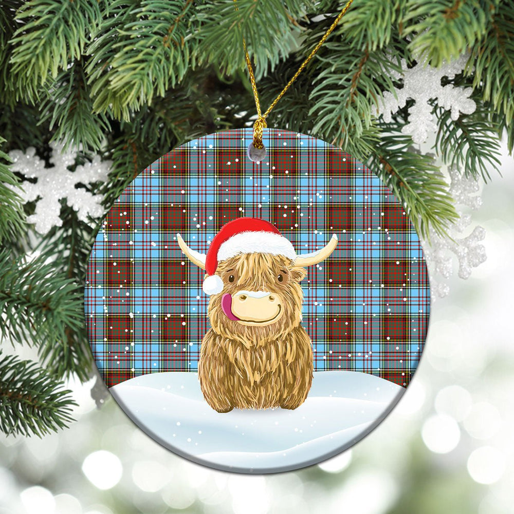 Clan Anderson Ancient Tartan Christmas Ceramic Ornament Highland Cows Style DS97 Anderson Ancient Tartan Tartan Ornament