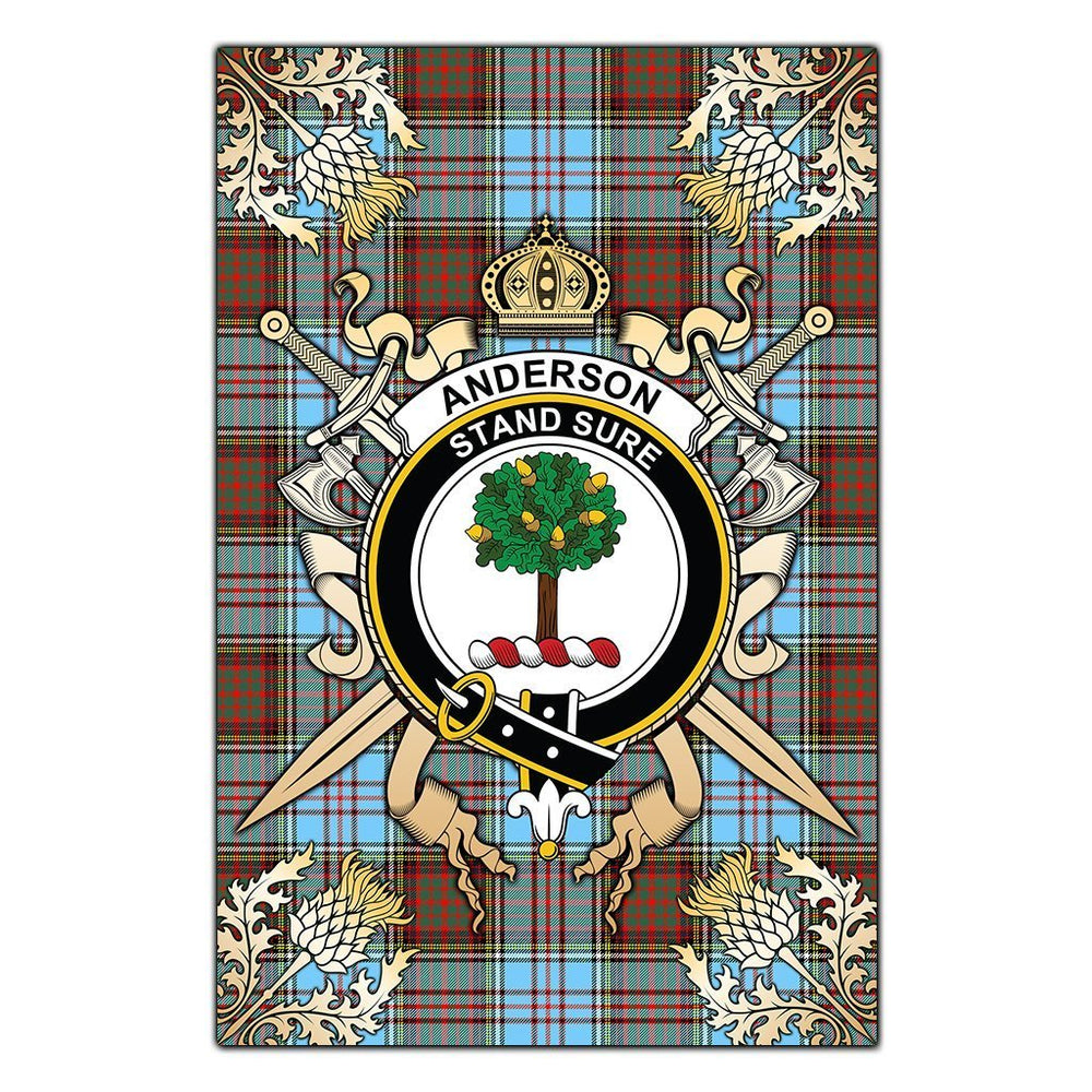 Clan Anderson Ancient Tartan Crest Black Garden Flag - Gold Thistle ZP91 Clan Anderson Tartan Today