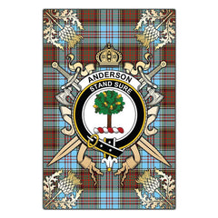 Clan Anderson Ancient Tartan Crest Black Garden Flag - Gold Thistle ZP91 Clan Anderson Tartan Today