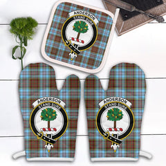 Clan Anderson Ancient Tartan Crest Oven Mitt And Pot Holder (2 Oven Mitts + 1 Pot Holder) HY41 Clan Anderson Tartan Today
