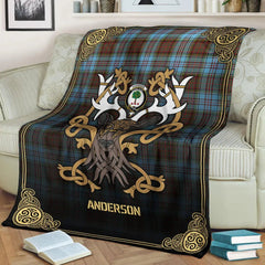 Clan Anderson Ancient Tartan Crest Premium Blanket Celtic Stag Style KD66 Clan Anderson Tartan Today