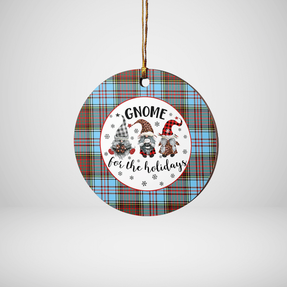Clan Anderson Ancient Tartan Gnome Round Ceramic Ornament VT72 Anderson Ancient Tartan Tartan Christmas