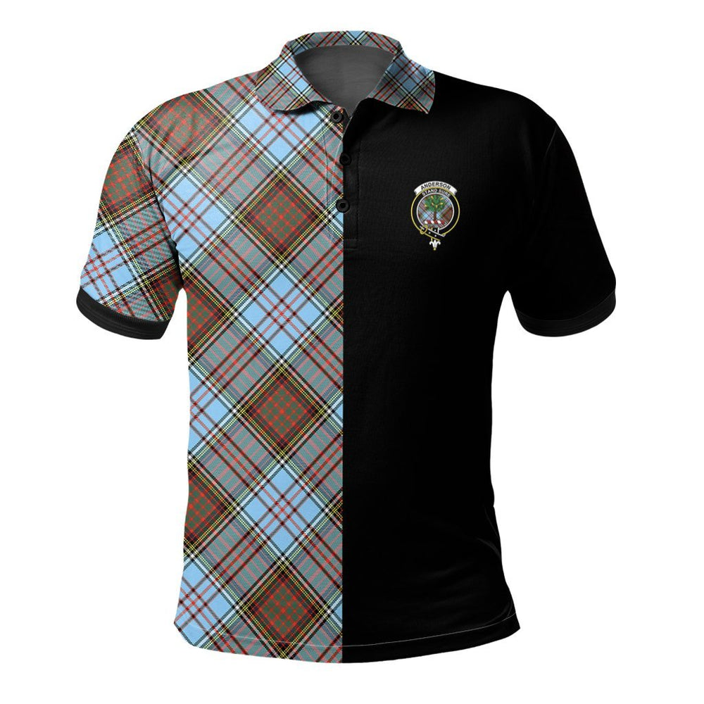 Clan Anderson Ancient Tartan Polo Shirt Half of Me - Cross Style JR83 Anderson Ancient Tartan Tartan Polo